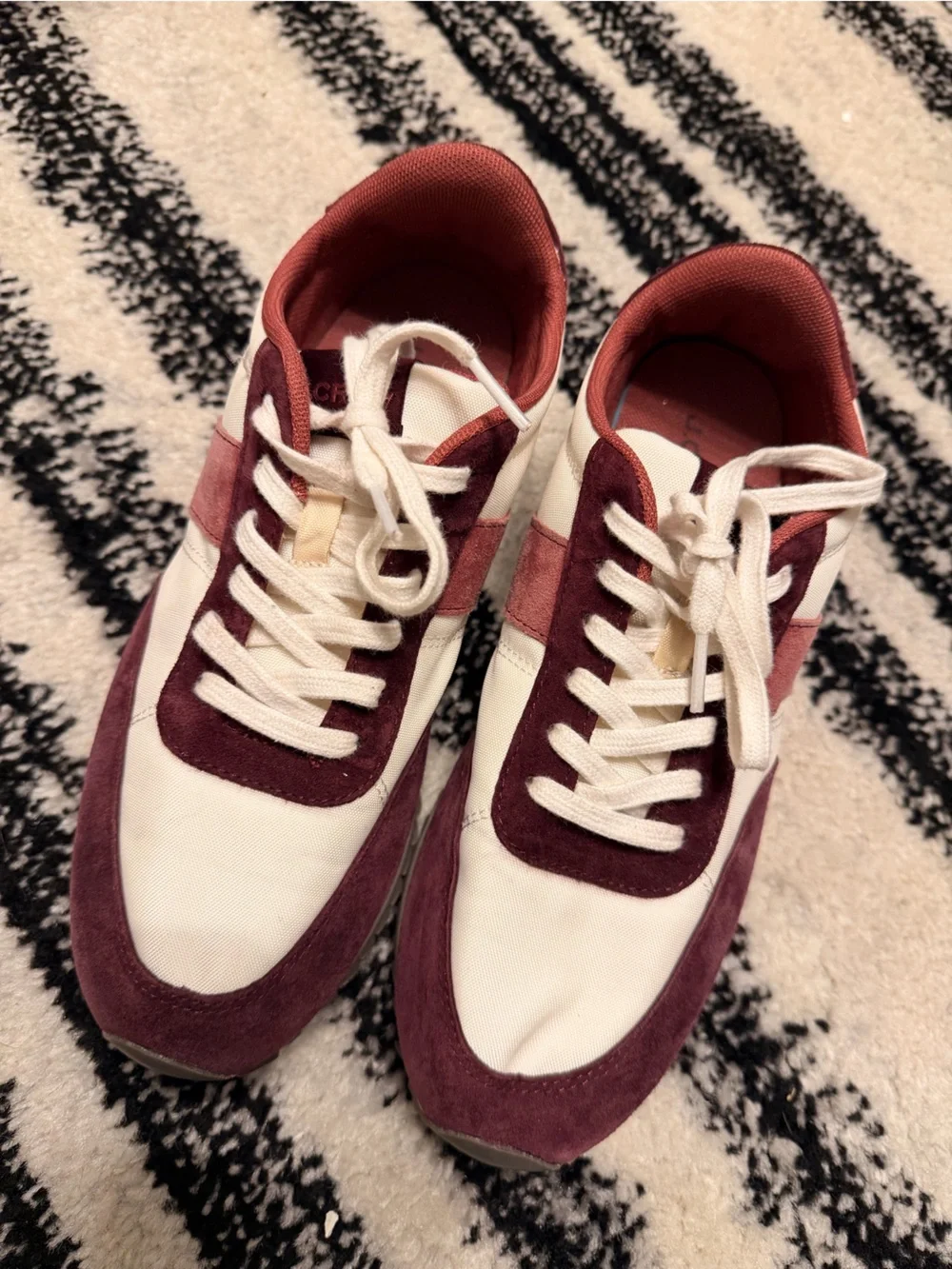 Women's J. Crew Casual Sneakers in Burgundy and White